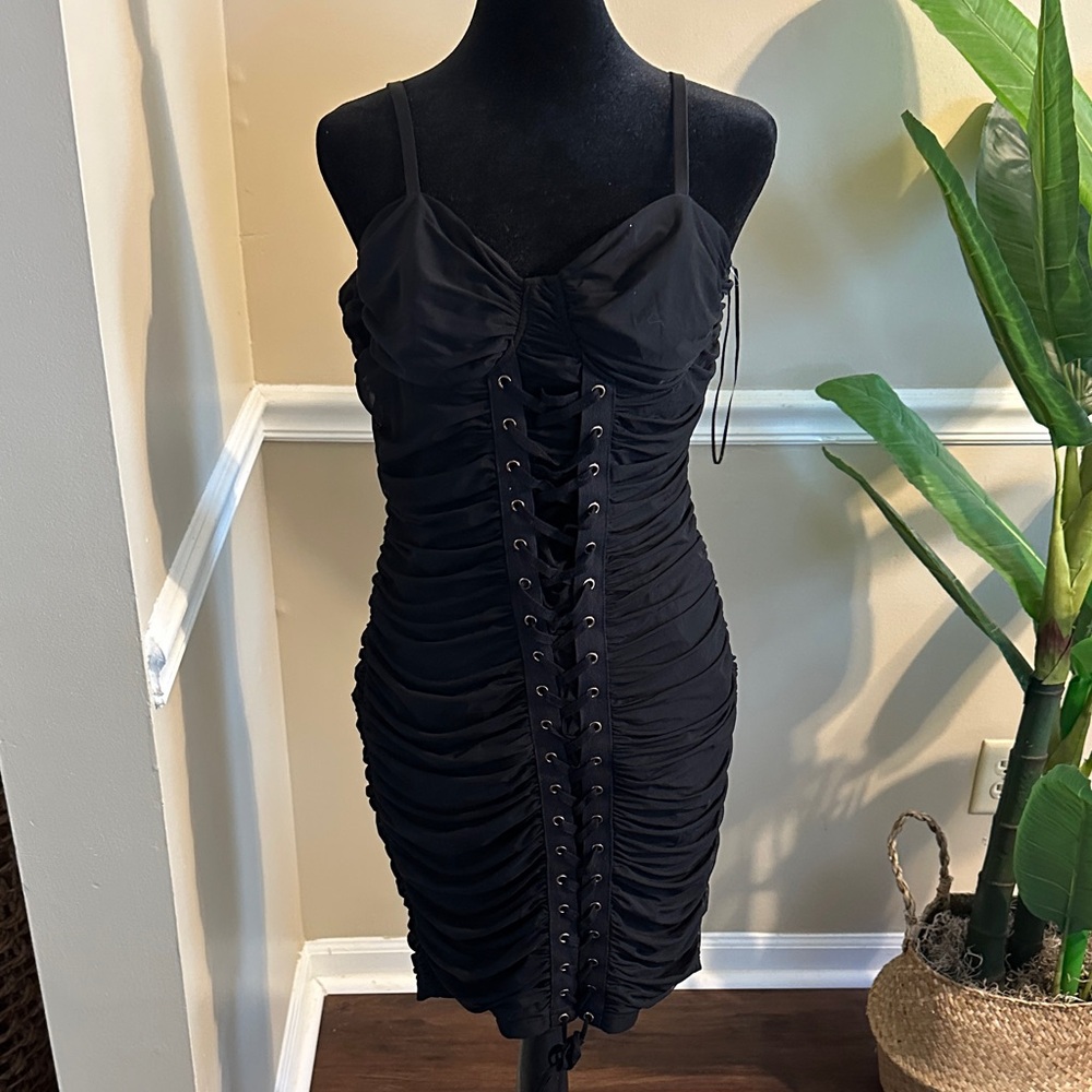 Elegant Black Ruched Dress